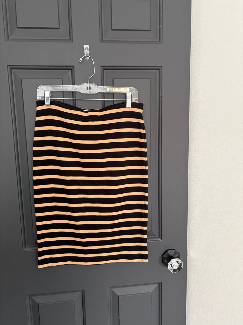 Striped Pencil Skirt in Black and Tan